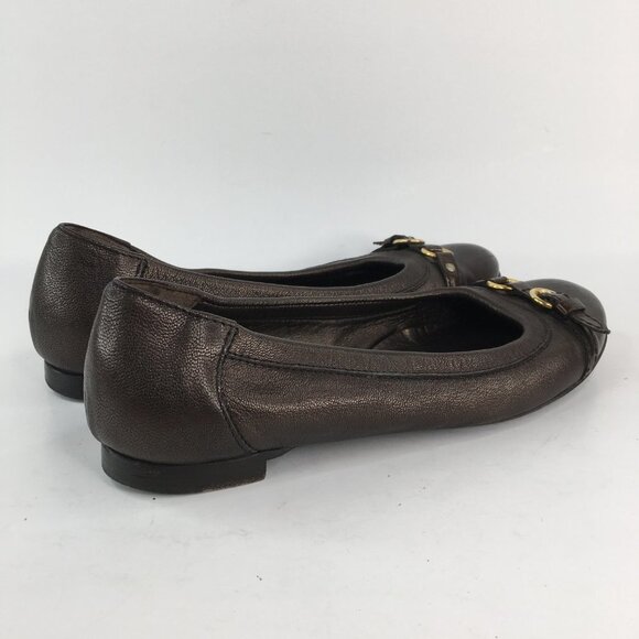 AGL Brown Cap Toe Leather Flats 558034 Size 37.5 - Picture 2 of 11